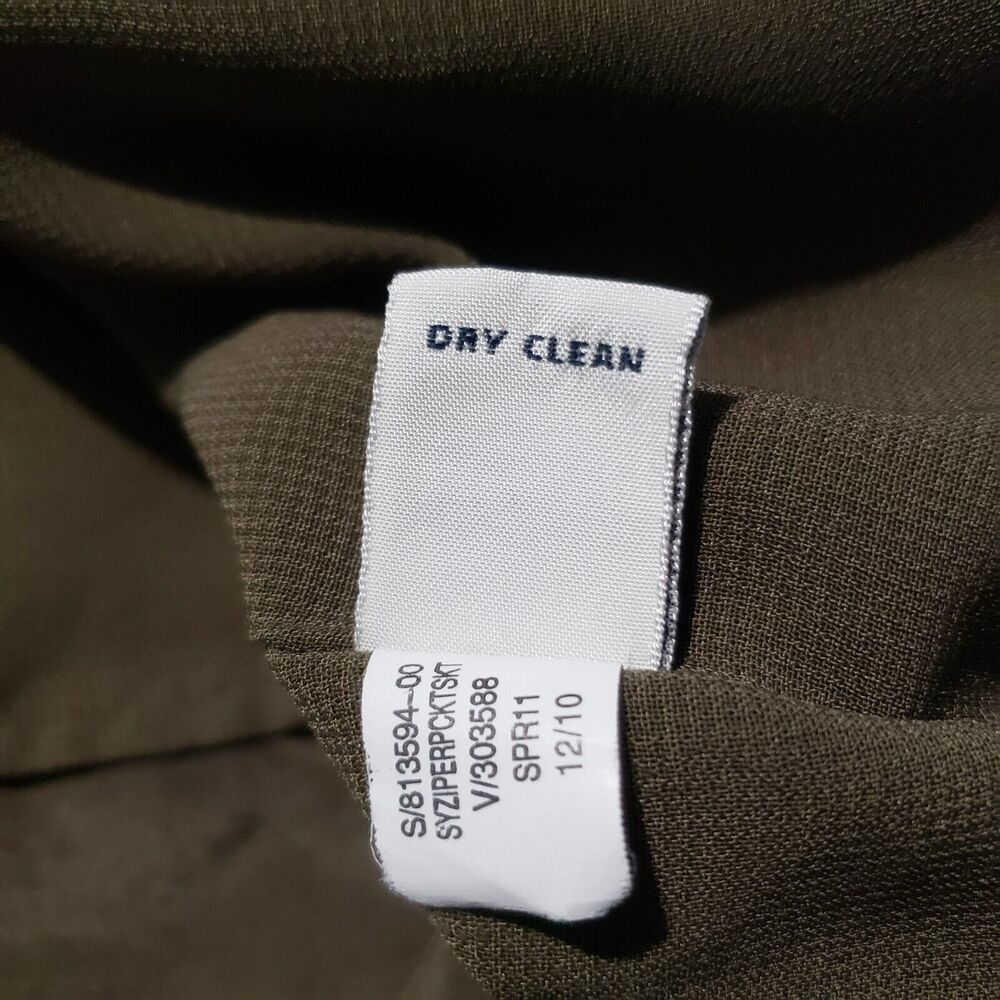 Banana Republic Silk Blend Mini Skirt Women's Size 0 Army Green Zippered Pockets - Picture 7 of 10
